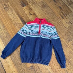 Super funky Navy blue with red detail Izod quarter zip cotton sweater size M